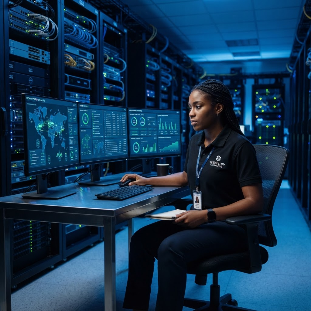 Ingénieur Voomnet supervisant une infrastructure IT à Abidjan